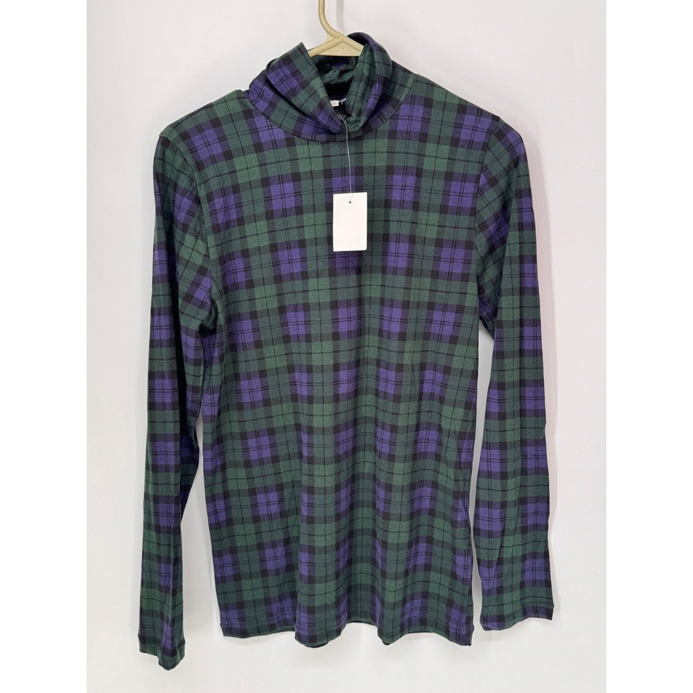 J.Crew Turtleneck Women M Green NWT Plaid Cotton Long Sleeve BB750